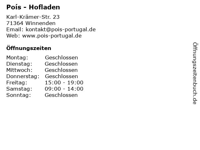 Poís - Hofladen in Winnenden: Adresse und Öffnungszeiten