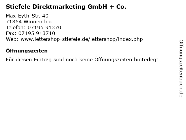 Stiefele Direktmarketing GmbH + Co. in Winnenden: Adresse und Öffnungszeiten