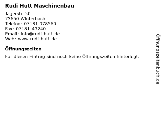 Rudi Hutt Maschinenbau in Winterbach: Adresse und Öffnungszeiten