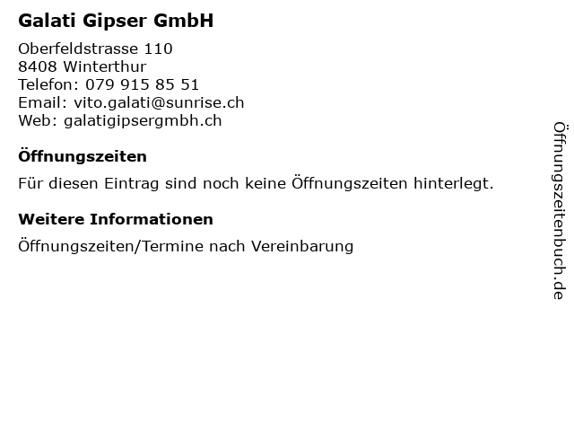 Galati Gipser GmbH in Winterthur: Adresse und Öffnungszeiten