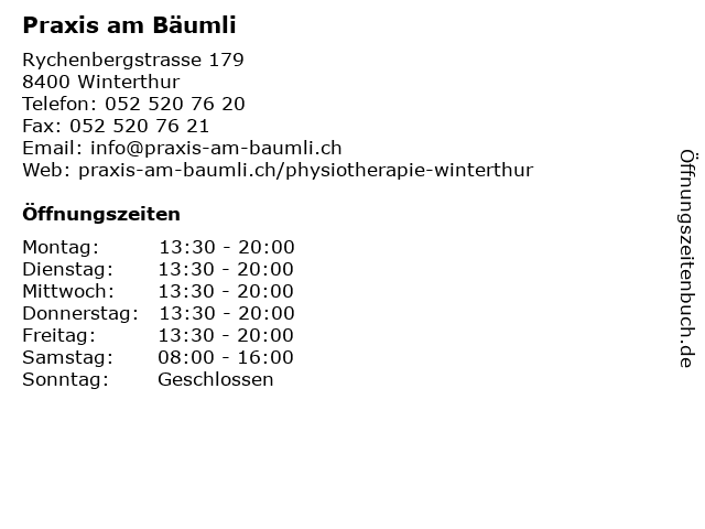 Praxis am Bäumli in Winterthur: Adresse und Öffnungszeiten
