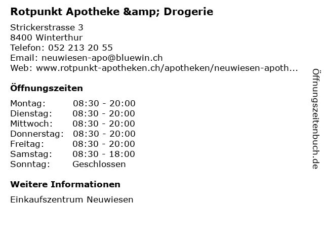 Rotpunkt Apotheke & Drogerie Neuwiesen in Winterthur: Adresse und Öffnungszeiten