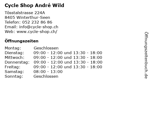 Cycle Shop André Wild in Winterthur-Seen: Adresse und Öffnungszeiten