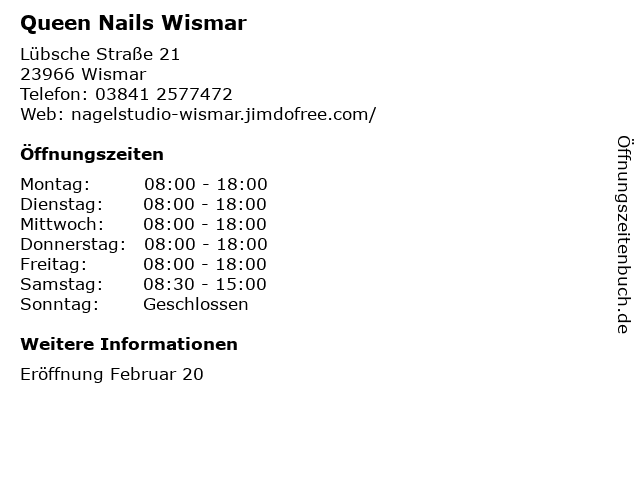 Queen Nails Wismar in Wismar: Adresse und Öffnungszeiten