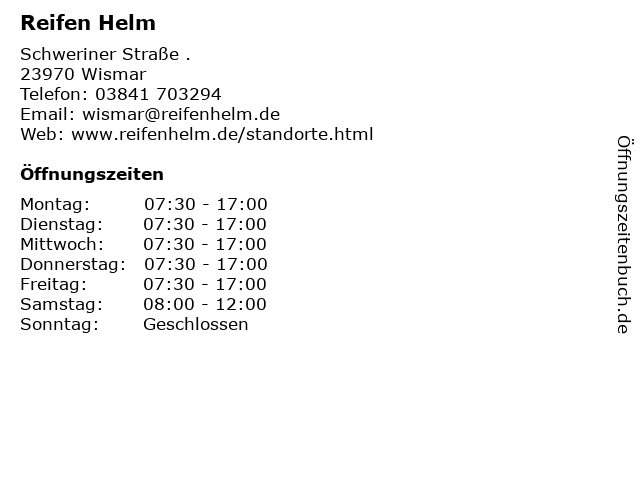 Reifen Helm in Wismar: Adresse und Öffnungszeiten