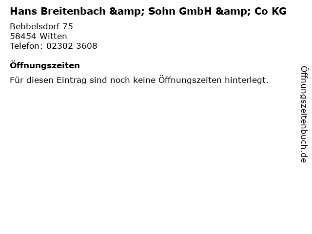 Hans Breitenbach & Sohn GmbH & Co KG in Witten: Adresse und Öffnungszeiten