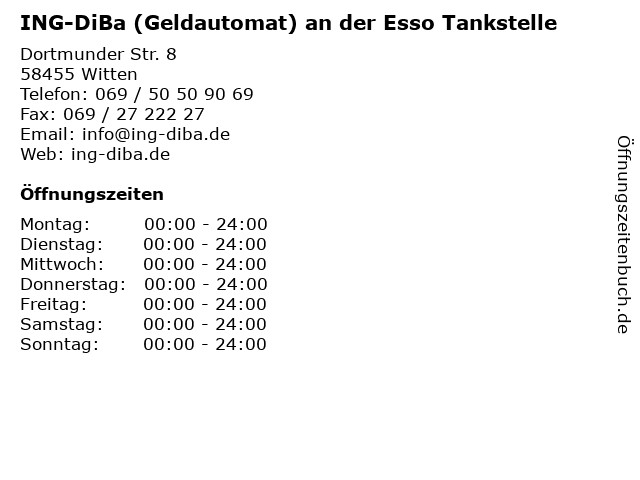 ING-DiBa (Geldautomat) an der Esso Tankstelle in Witten: Adresse und Öffnungszeiten