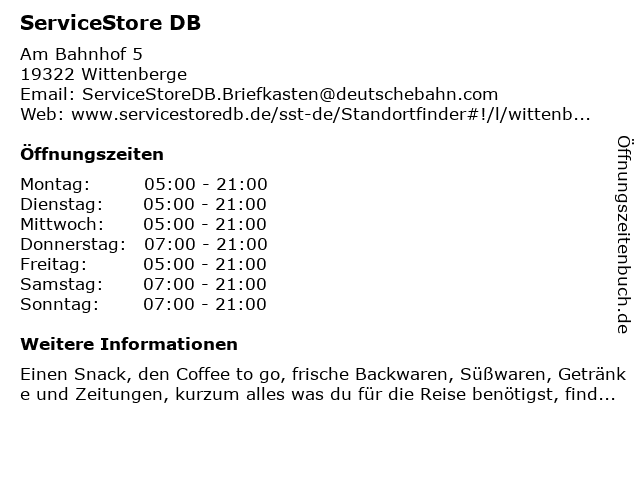 ServiceStore DB in Wittenberge: Adresse und Öffnungszeiten
