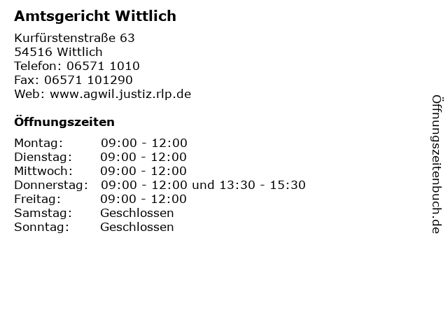 Amtsgericht Wittlich in Wittlich: Adresse und Öffnungszeiten