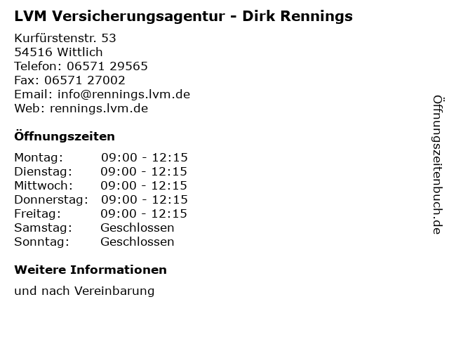 LVM Versicherungsagentur - Dirk Rennings in Wittlich: Adresse und Öffnungszeiten
