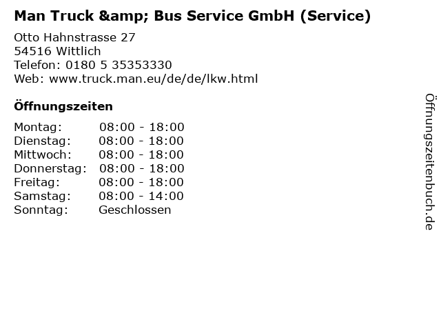 Man Truck & Bus Service GmbH (Service) in Wittlich: Adresse und Öffnungszeiten