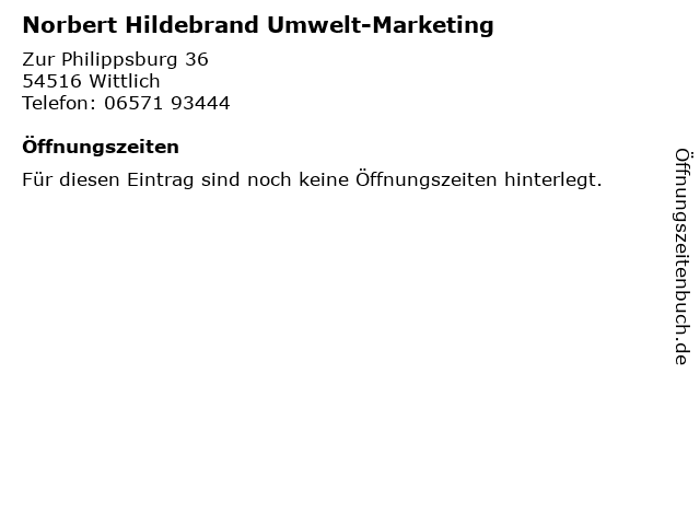 Norbert Hildebrand Umwelt-Marketing in Wittlich: Adresse und Öffnungszeiten