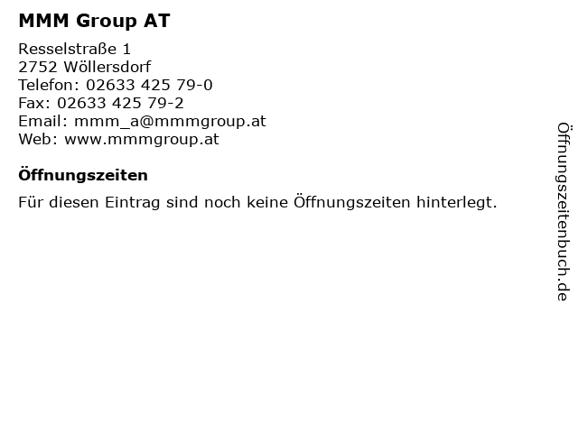 MMM Group AT in Wöllersdorf: Adresse und Öffnungszeiten