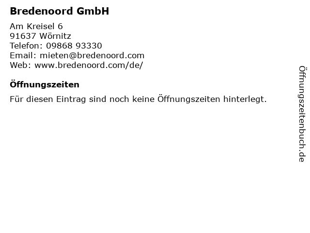 Bredenoord GmbH in Wörnitz: Adresse und Öffnungszeiten