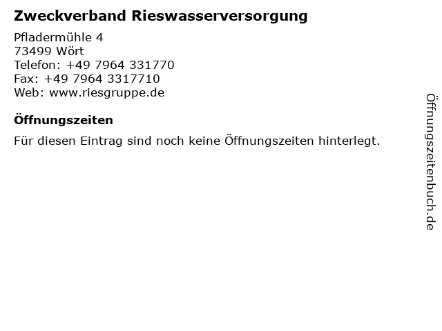 Zweckverband Rieswasserversorgung in Wört: Adresse und Öffnungszeiten