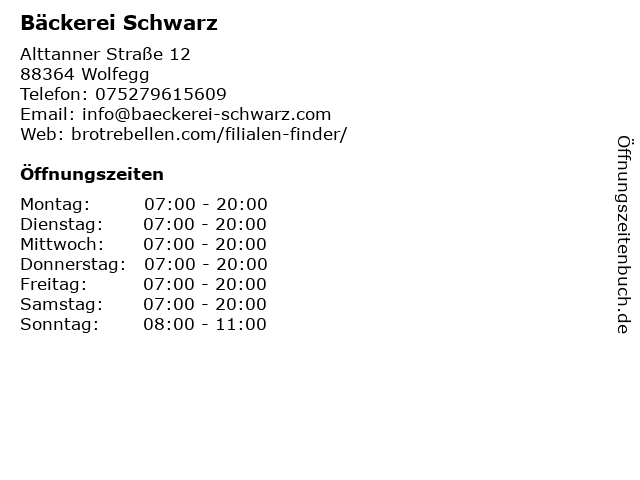 Bäckerei Schwarz in Wolfegg: Adresse und Öffnungszeiten