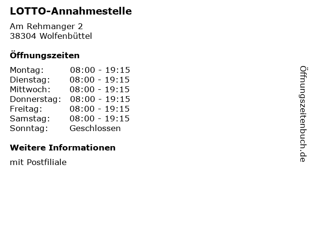 LOTTO-Annahmestelle in Wolfenbüttel: Adresse und Öffnungszeiten