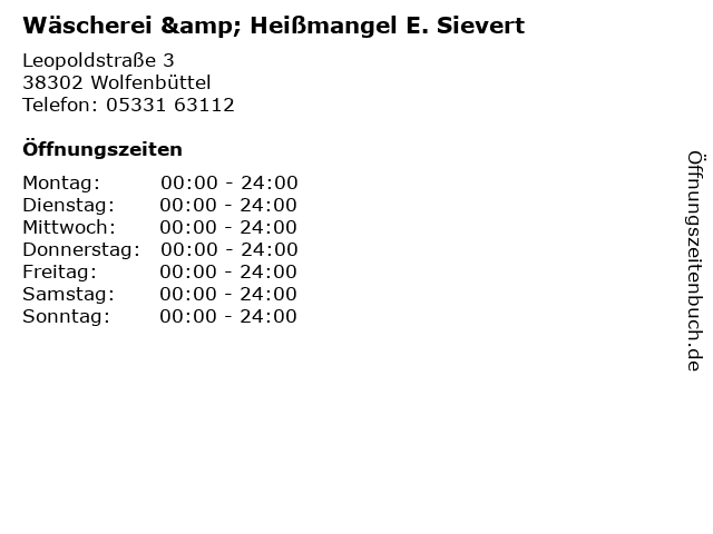 Wäscherei & Heißmangel E. Sievert in Wolfenbüttel: Adresse und Öffnungszeiten