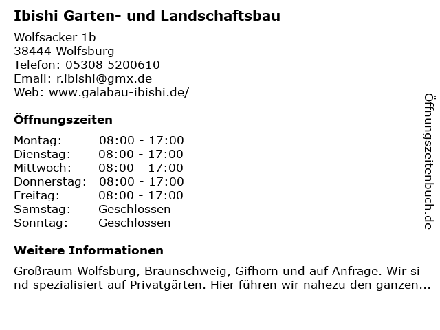 ᐅ Offnungszeiten Garten Landschaftsbau Ibishi Ochsenkamp