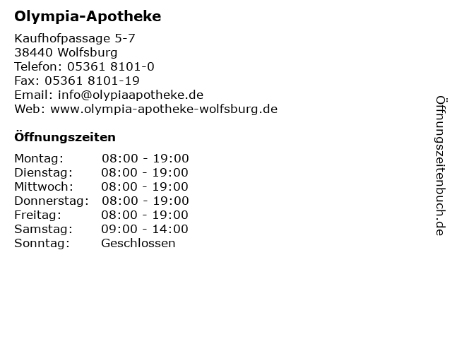 Olympia-Apotheke in Wolfsburg: Adresse und Öffnungszeiten