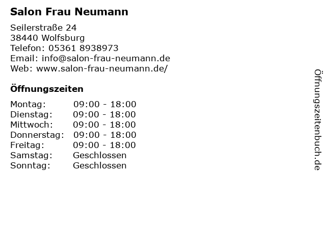 Salon Frau Neumann in Wolfsburg: Adresse und Öffnungszeiten