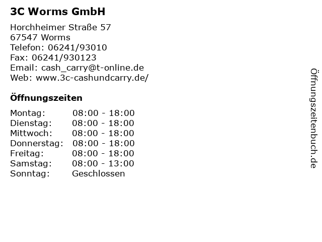 ᐅ Öffnungszeiten „3C Worms GmbH“ Horchheimer Straße in Worms