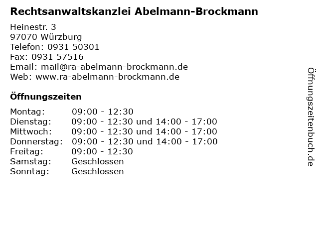 Abelmann-Brockmann Konrad in Würzburg-Altstadt: Adresse und Öffnungszeiten