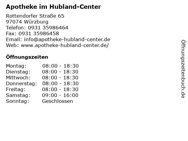 Apotheke im Hubland-Center in Würzburg: Adresse und Öffnungszeiten