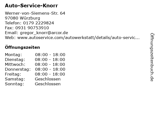 Auto-Service-Knorr in Würzburg: Adresse und Öffnungszeiten