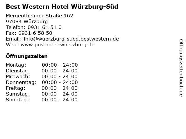 Best Western Hotel Würzburg-Süd in Würzburg: Adresse und Öffnungszeiten