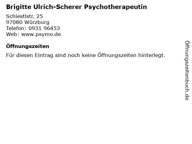 Brigitte Ulrich-Scherer Psychotherapeutin in Würzburg: Adresse und Öffnungszeiten