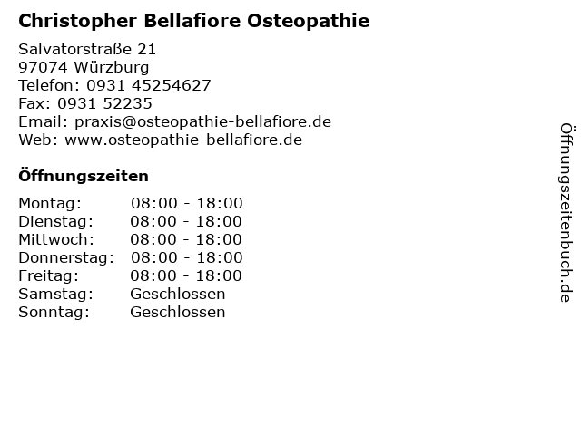 Christopher Bellafiore Osteopathie in Würzburg: Adresse und Öffnungszeiten
