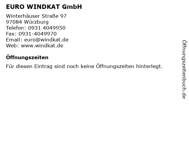 EURO WINDKAT GmbH in Würzburg: Adresse und Öffnungszeiten