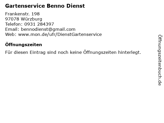 Gartenservice Benno Dienst in Würzburg: Adresse und Öffnungszeiten