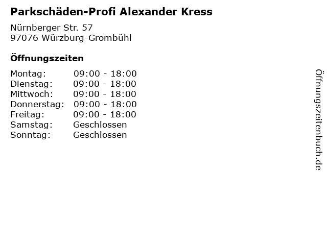 Parkschäden-Profi Alexander Kress in Würzburg-Grombühl: Adresse und Öffnungszeiten