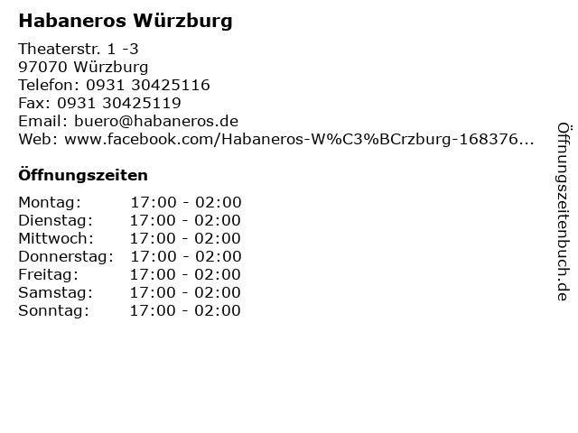 Habaneros Würzburg in Würzburg: Adresse und Öffnungszeiten