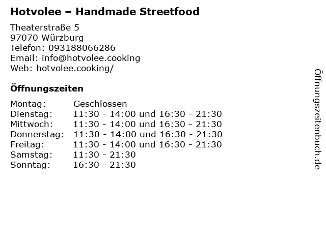 Hotvolee – Handmade Streetfood in Würzburg: Adresse und Öffnungszeiten