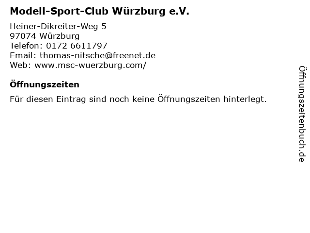 Modell-Sport-Club Würzburg e.V. in Würzburg: Adresse und Öffnungszeiten