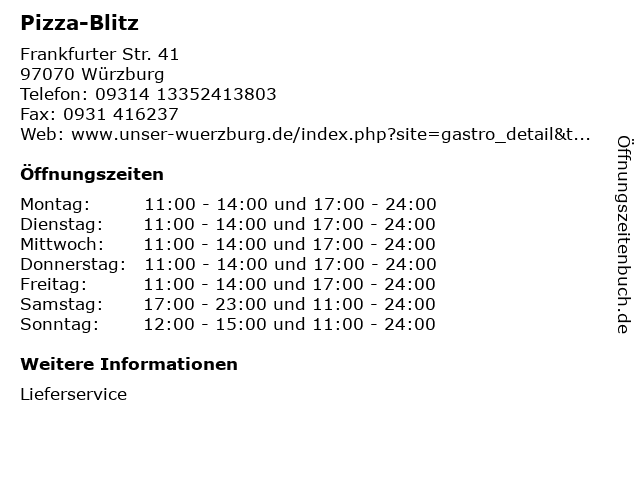 Pizza-Blitz in Würzburg: Adresse und Öffnungszeiten