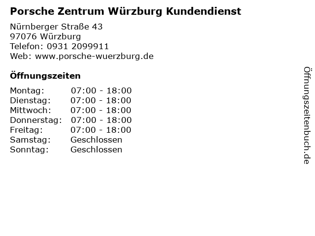 Porsche Zentrum Würzburg Kundendienst in Würzburg: Adresse und Öffnungszeiten