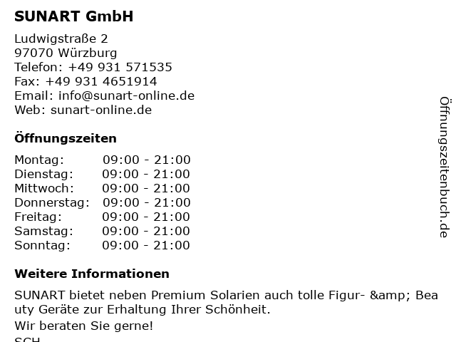 SUNART GmbH in Würzburg: Adresse und Öffnungszeiten