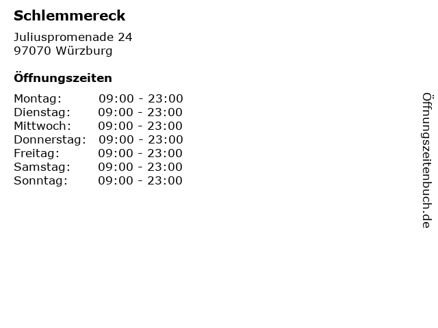 Schlemmereck in Würzburg: Adresse und Öffnungszeiten
