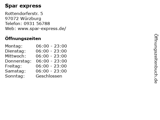 Spar express in Würzburg: Adresse und Öffnungszeiten