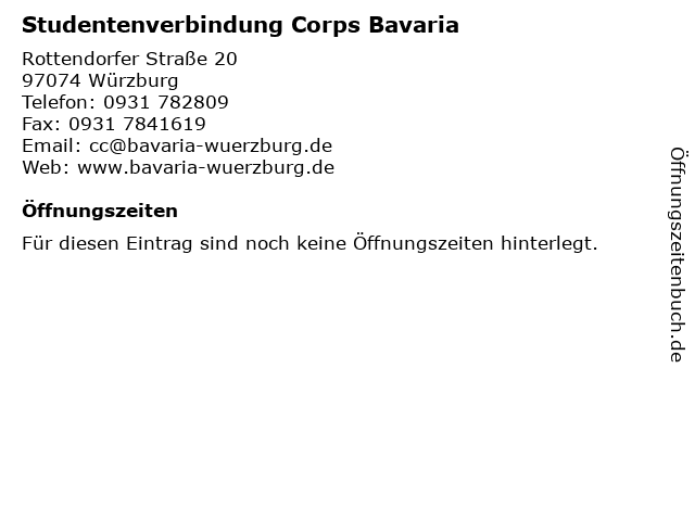 Studentenverbindung Corps Bavaria in Würzburg: Adresse und Öffnungszeiten