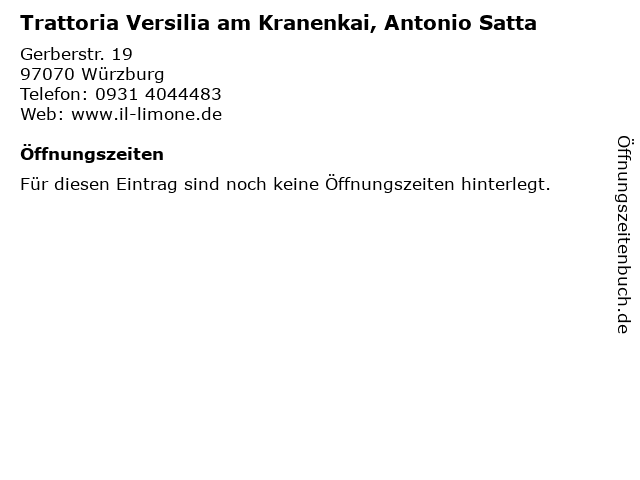 Trattoria Versilia am Kranenkai, Antonio Satta in Würzburg: Adresse und Öffnungszeiten