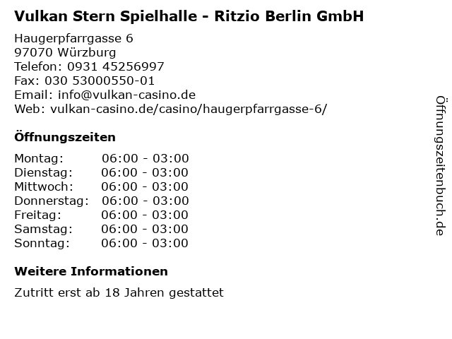 Vulkan Stern Spielhalle - Ritzio Berlin GmbH in Würzburg: Adresse und Öffnungszeiten