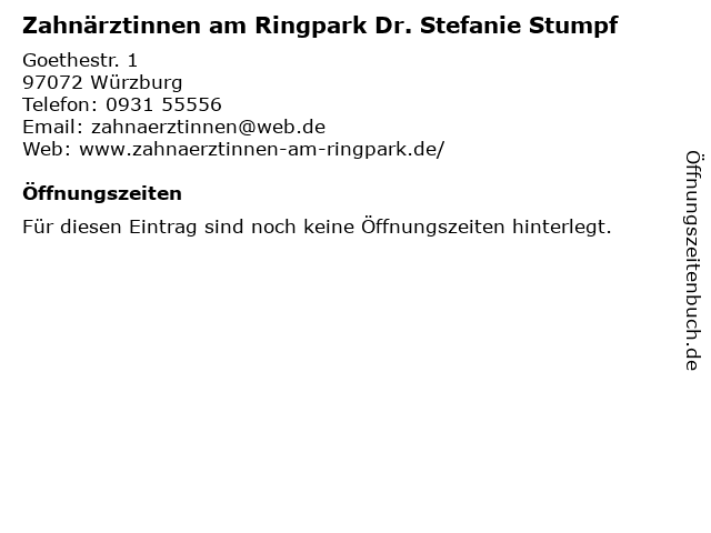 Zahnärztinnen am Ringpark Dr. Stefanie Stumpf in Würzburg: Adresse und Öffnungszeiten