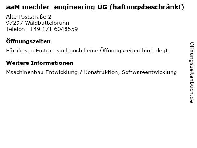 aaM mechler_engineering UG in Würzburg: Adresse und Öffnungszeiten