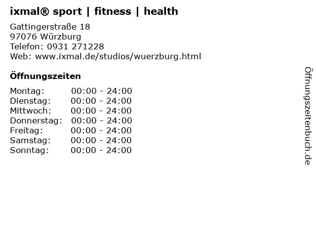 ixmal® sport | fitness | health in Würzburg: Adresse und Öffnungszeiten