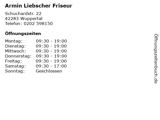Armin Liebscher Friseur in Wuppertal: Adresse und Öffnungszeiten